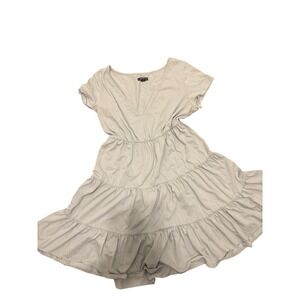 Wild Fable Women Tiered Midi Dress Short‎ Sleeve Casual V Neck Gray M